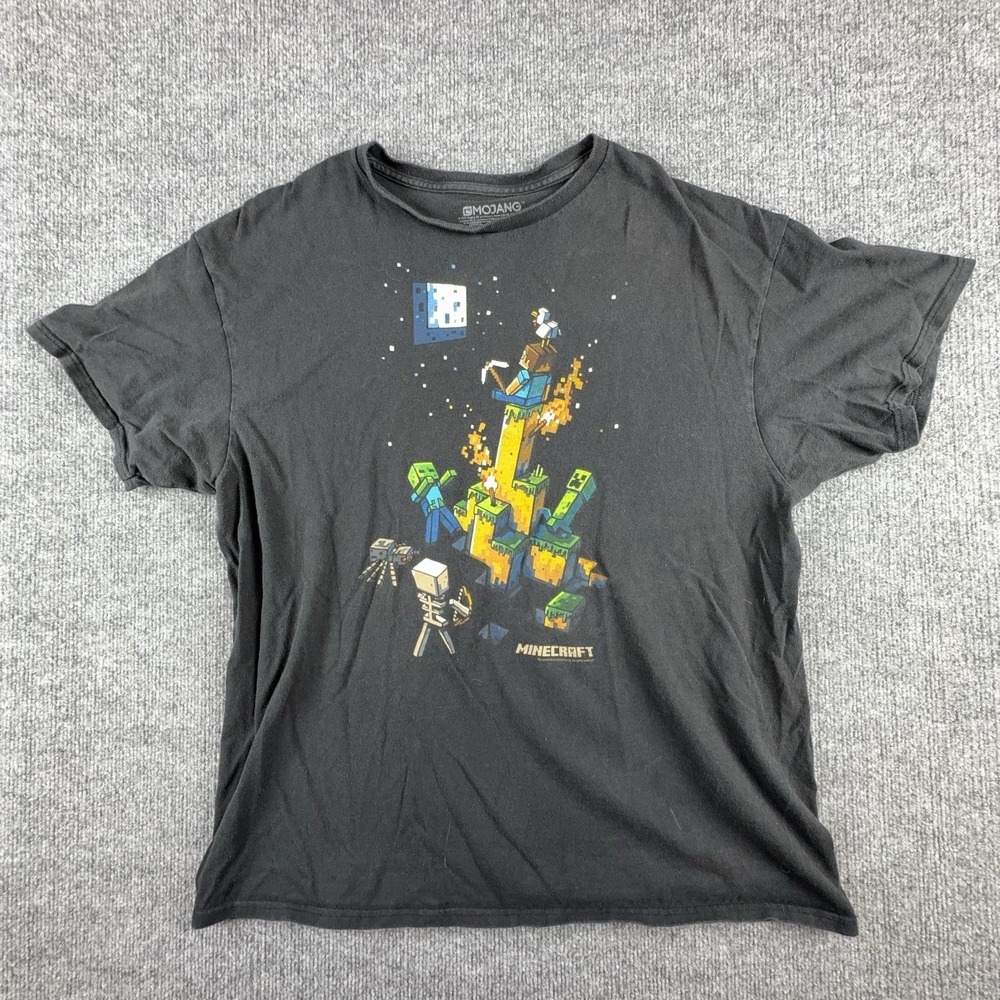 Minecraft Jinx Shirt Mens XL Black Steve Creeper Skeleton Graphic Tee Video Game